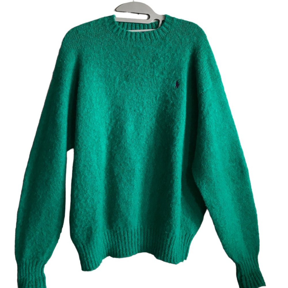 Polo Ralph Lauren 100% Wool Sweater Women Size XL Green Long Sleeve Casual
